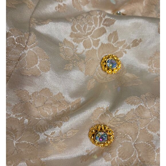 New! Te Rez New York Vintage Champagne Brocade Tull Formal Dress Size 10 Halter - Picture 10 of 16